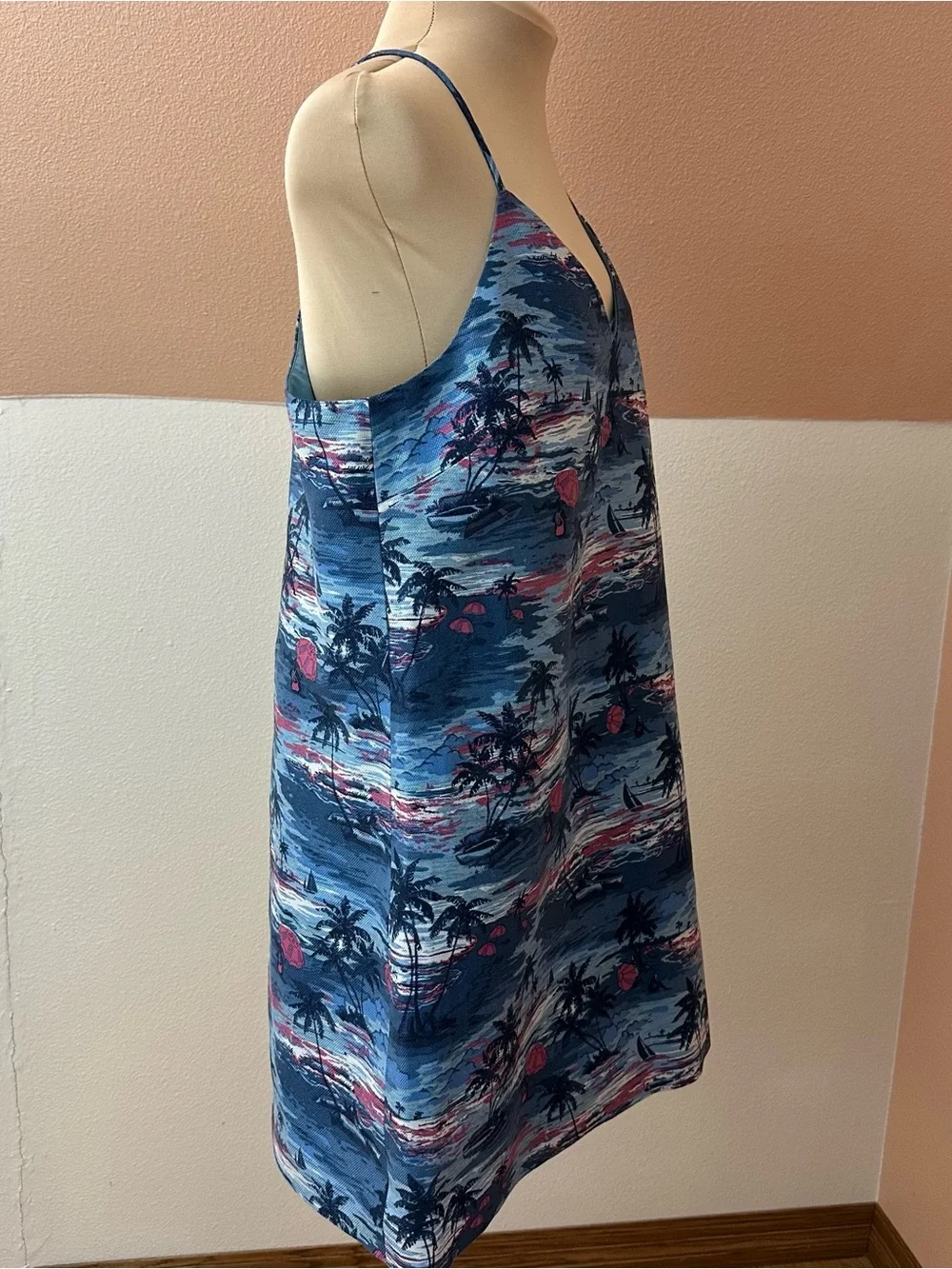 J.Crew Dress Womens 12 Linen Cotton Tropical Print Lined Sundress Resort Cruise